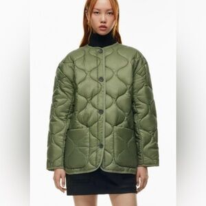 Babaton Aritzia Oversized Quilted Evergreen Lightweight Jacket